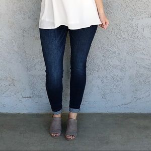 Super high rise dark denim jeans